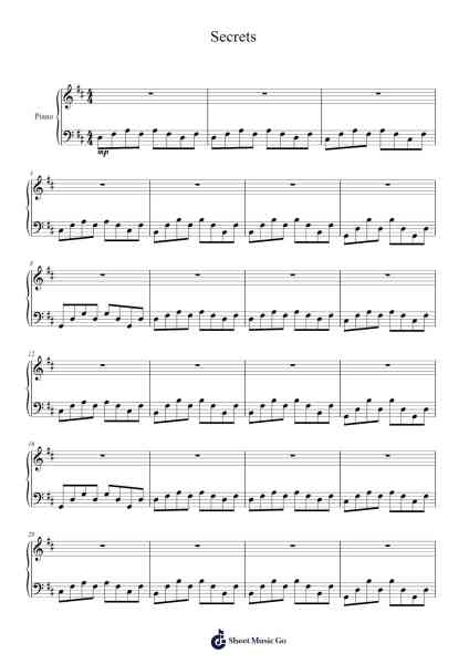 Secrets Sheet Music by OneRepublic-Arr.Yetjeames Sailsdia