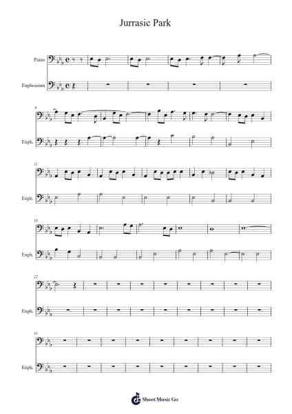 Theme from Jurassic Park Sheet Music by John Williams-Arr.Rhysgel Dilcooke