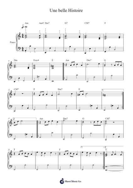 Une belle Histoire Sheet Music by Michel Fugain-Arr.Moulboyce