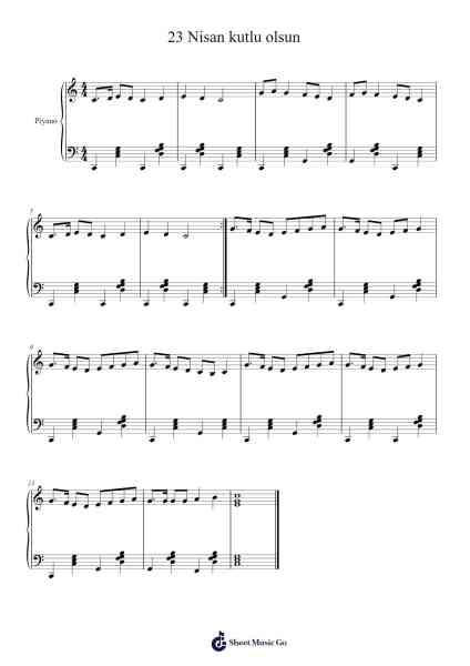23 Nisan kutlu olsun Sheet Music by samikose-Arr.Raemen