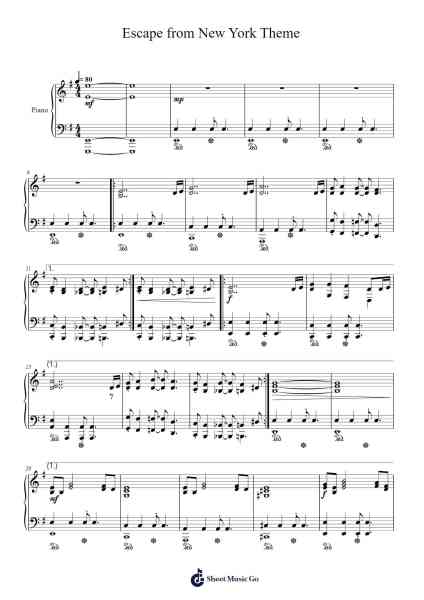 Escape from New York Theme Sheet Music by John Carpenter-Arr.Vicnick Hoodpy