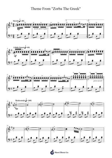Theme From "Zorba The Greek" Sheet Music by Mikis Theodorakis-Arr.Binghugh
