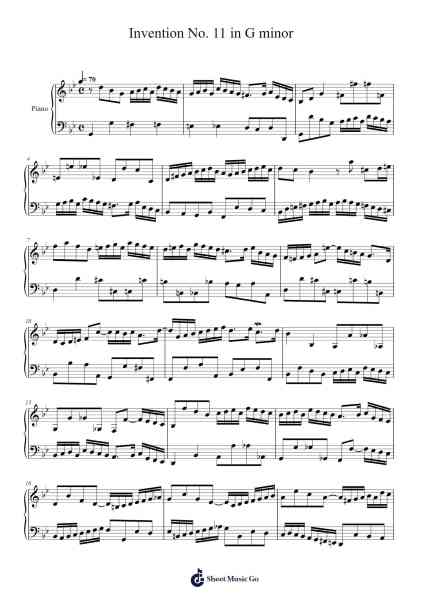 Invention No. 11 in G minor Sheet Music by Faithetion Halequinn-Arr.Uppold Bruckey
