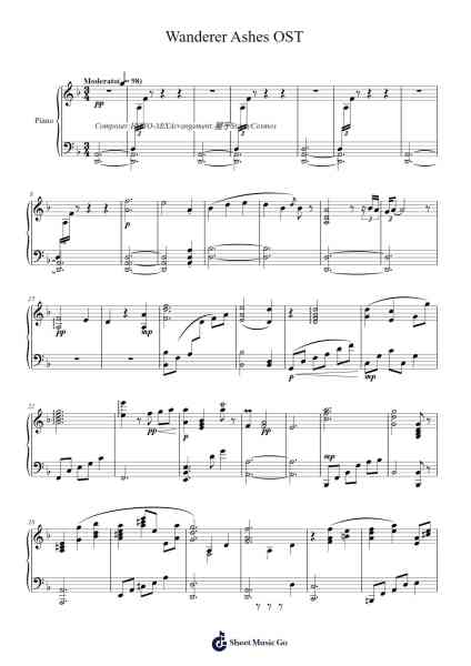 Character Teaser - Wanderer Ashes OST Sheet Music by Douggus Yvoncan-Arr.Prittstrong Hamcas
