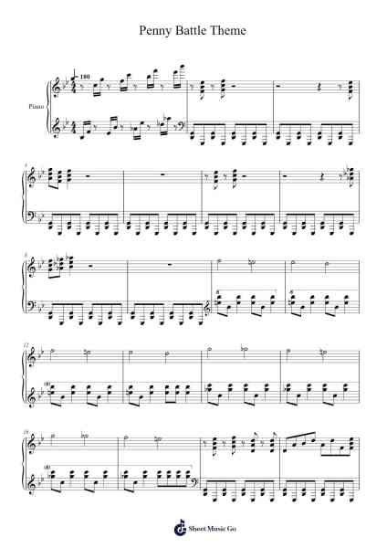 Penny Battle Theme Sheet Music by Teruo Taniguchi-Arr.Priestsey