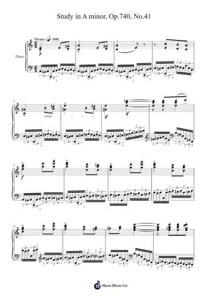 Study in A Minor, Op. 740, No. 41 Musica per pianoforte di Carl Czerny - Arr.Bunkyle Wanmia