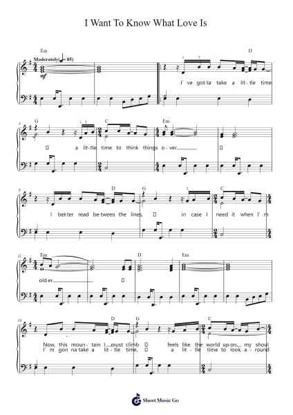 I Want To Know What Love Is Sheet Music by Foreigner-Arr.Songes