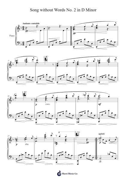 Song without Words No. 2 in D Minor Sheet Music by Aleksey Stanchinsky-Arr.Gunsea Holmesbob