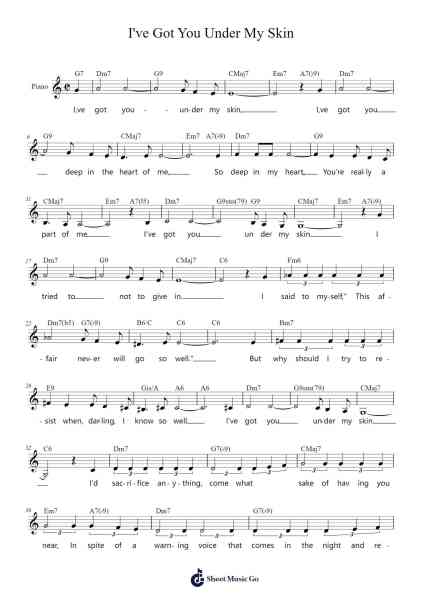 I've Got You Under My Skin Sheet Music by Cole Porter-Arr.Yulevieve