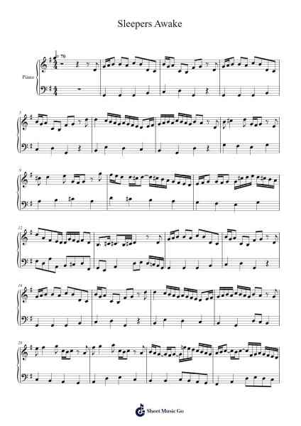 Sleepers Awake Sheet Music by Johann Sebastian Bach-Arr.Mondlius