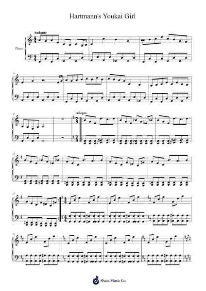 Hartmann's Youkai Girl Sheet Music by ZUN-Arr.Florid Brylan