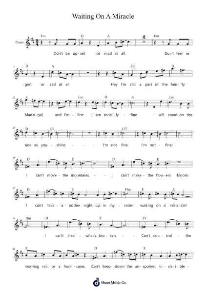 Waiting On A Miracle Sheet Music by Lin-Manuel Miranda-Arr.Charalph