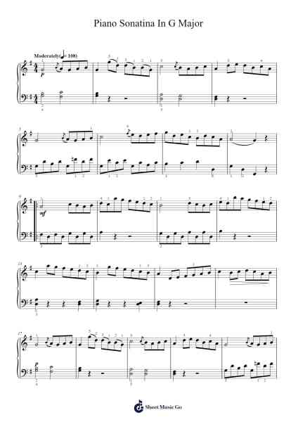 Piano Sonatina in G Major: I. (First Movement Theme) Sheet Music by Ludwig van Beethoven-Arr.Walshses