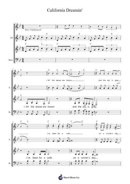 California Dreamin' Notenblatt von The Mamas & The Papas-Arr.Chestom