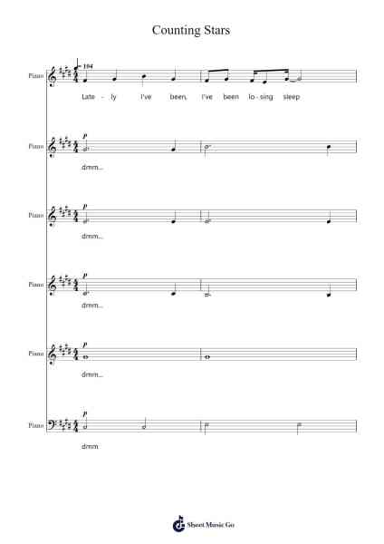 Counting Stars Sheet Music by OneRepublic-Arr.Pading Morsewells