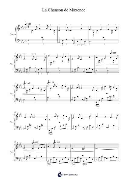 La Chanson de Maxence Sheet Music by undefined-Arr.Brownegill Orbel