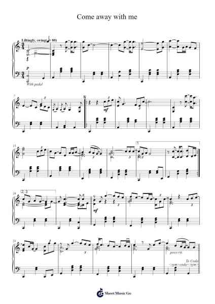 Come away with me Sheet Music by Norah Jones-Arr.Woolfwoolf Hartesopp