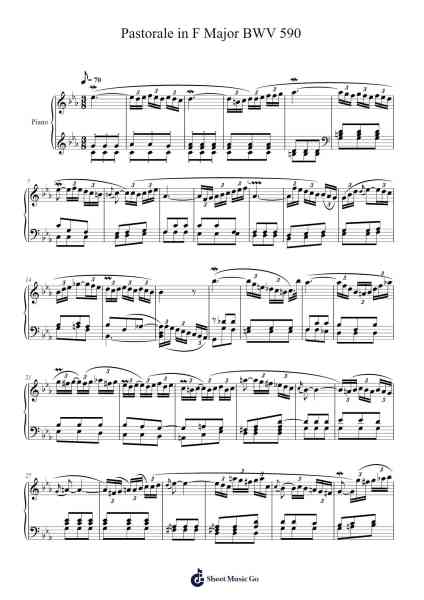 Pastorale in F Major, BWV 590 樂譜由 Johann Sebastian Bach - 編曲 Wilbeth