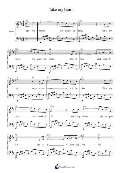 Take my heart Sheet Music by Jackie James-Arr.Mattrie