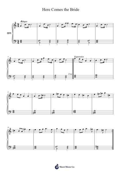 Here Comes the Bride Sheet Music by Richard Wagner-Arr.Sodwight