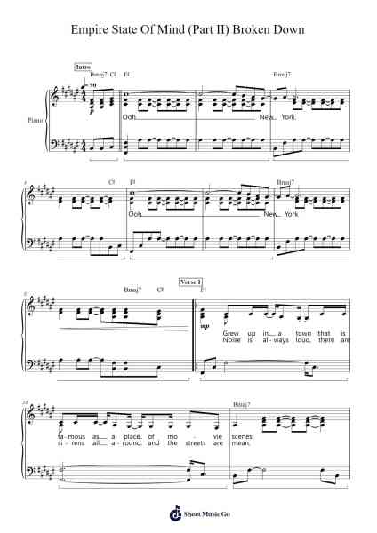 Empire State Of Mind (Part II) Broken Down Sheet Music by Alicia Keys-Arr.Fosil Johnlind