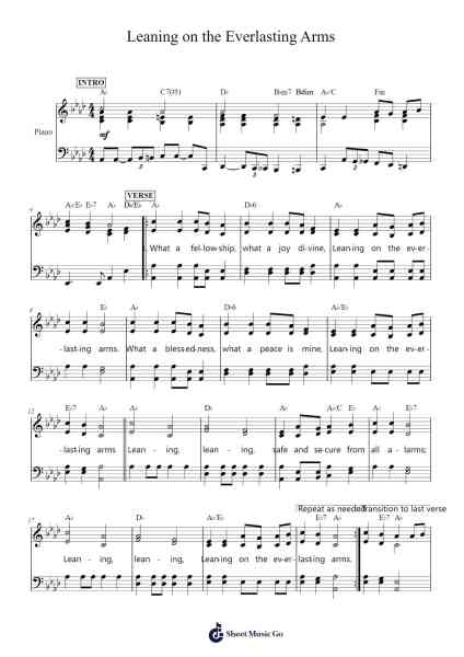Leaning on the Everlasting Arms Sheet Music by Anthony J. Showalter-Arr.Dempbeau Leighstone