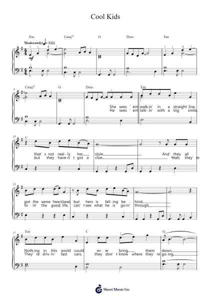 Cool Kids Sheet Music by Echosmith-Arr.Paygill Noaho'neil