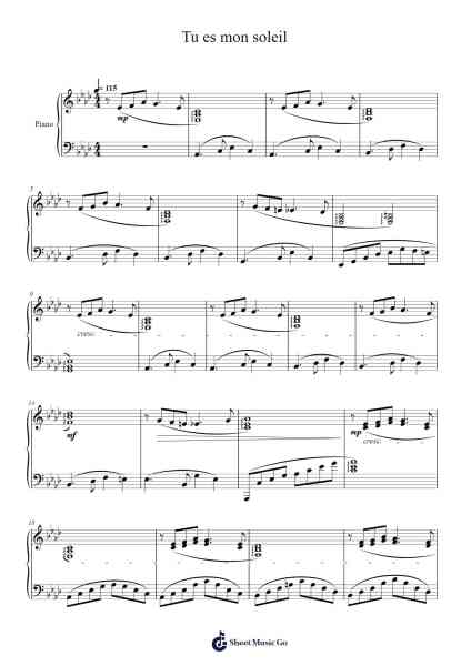 Tu es mon soleil Sheet Music by Masao Aichi-Arr.Consclife Gosden