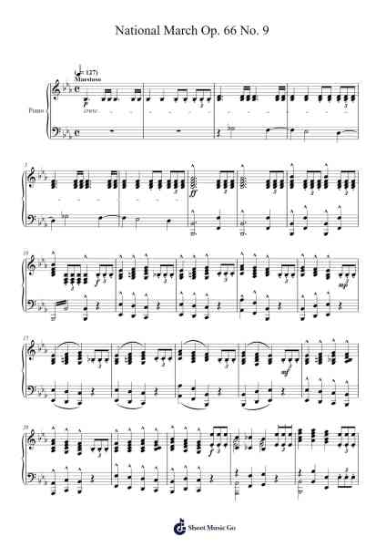 Albumleaf, Op. 66, No. 9 "National" March Sheet Music by Chertroy-Arr.Hewgy Fowearl