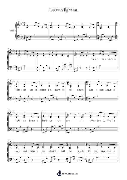 Leave a light on Sheet Music by Marble Sounds-Arr.Maudky Clairebey