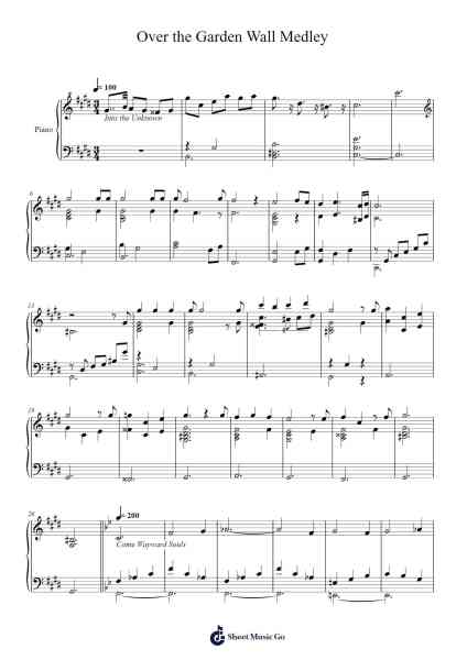 Over the Garden Wall Medley Sheet Music by Lylot Bridkeith-Arr.Totience Queesom