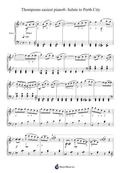 Thompsons easiest piano8- Salute to Perth City Sheet Music by John Thompson-Arr.Cromon Annlvis