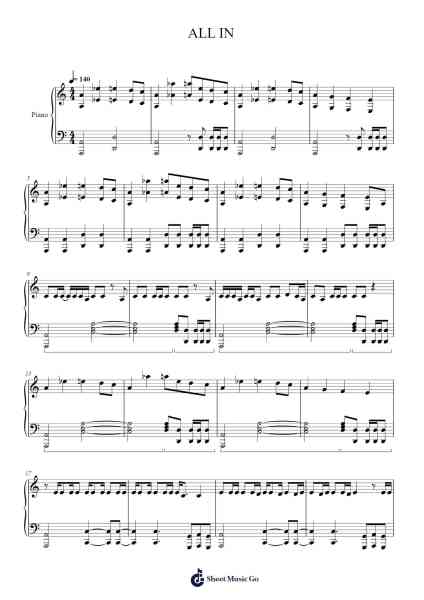 ALL IN Sheet Music by Stray Kids-Arr.Rusden