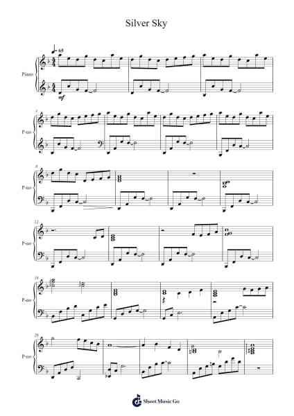 Silver Sky Sheet Music by Masato Kouda-Arr.Janejill Mooca