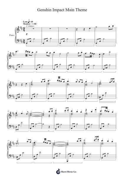 Genshin Impact Main Theme Sheet Music by Yu-Peng Chen-Arr.Lynsmith Yetburne