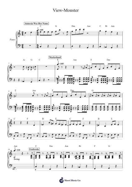View-Monster Sheet Music by Lemon Demon-Arr.Krisrol Petthew