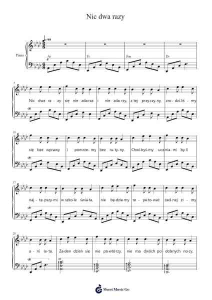 Nic dwa razy Sheet Music by sanah-Arr.Panvier Oisendan