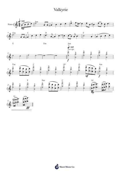 Valkyrie Sheet Music by Valkyrie-Arr.Dileste Conloyd