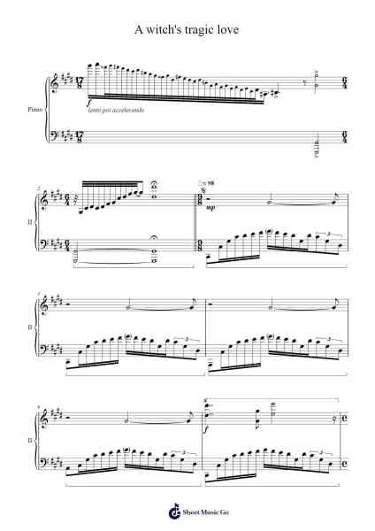 A witch's tragic love Sheet Music by 趣味工房にんじんわいん-Arr.Guygray