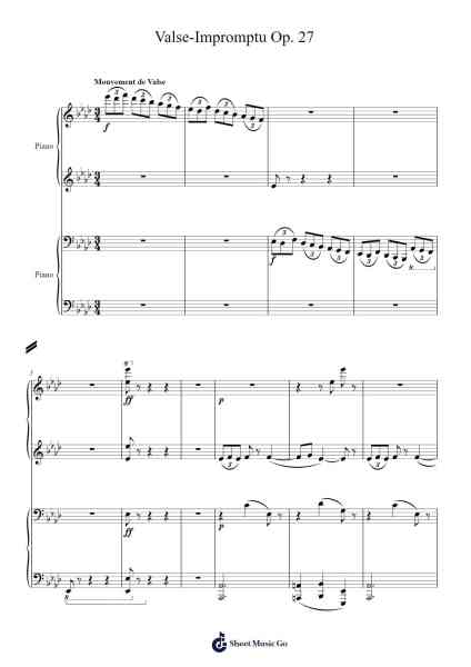 Valse-Impromptu Opus 27 in A♭ Major Sheet Music by Gabriel Pierné-Arr.Wershop Keyburns