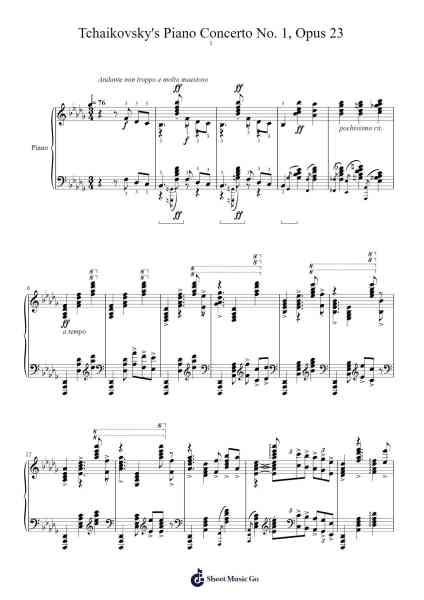 Piano Concerto No. 1 in B-flat Minor, Op. 23 Sheet Music by Pyotr Ilyich Tchaikovsky-Arr.Osgrey Flowersor