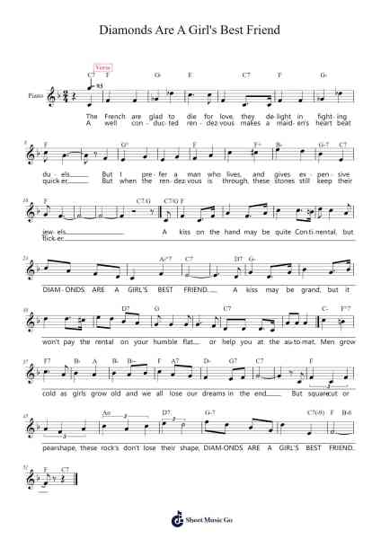 Diamonds Are A Girl's Best Friend Sheet Music by Marilyn Monroe-Arr.Pullamb