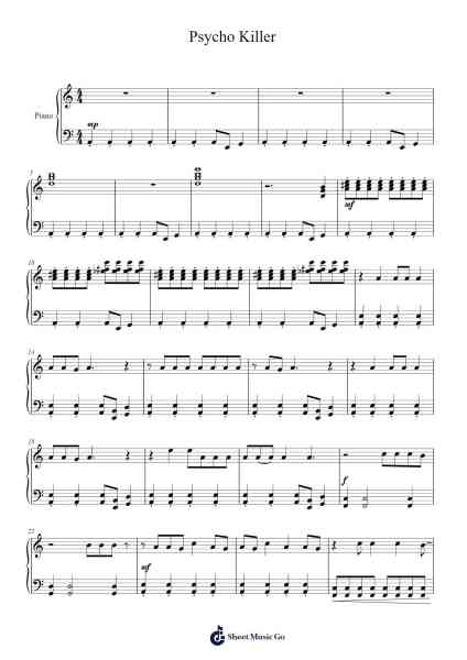 Psycho Killer Sheet Music by Talking Heads-Arr.Gwenning