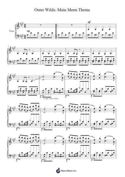Outer Wilds: Main Menu Theme Sheet Music by Andrew Prahlow-Arr.Malclaude