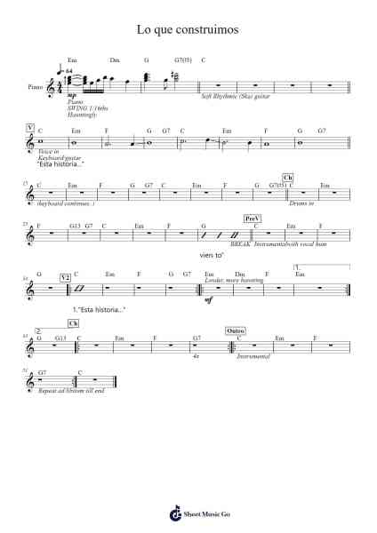 Lo que construimos Sheet Music oleh Natalia Lafourcade-Arr.Hobryce Cookeniei