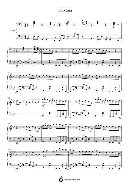 Havana Sheet Music by Camila Cabello-Arr.Joejosh Demptout