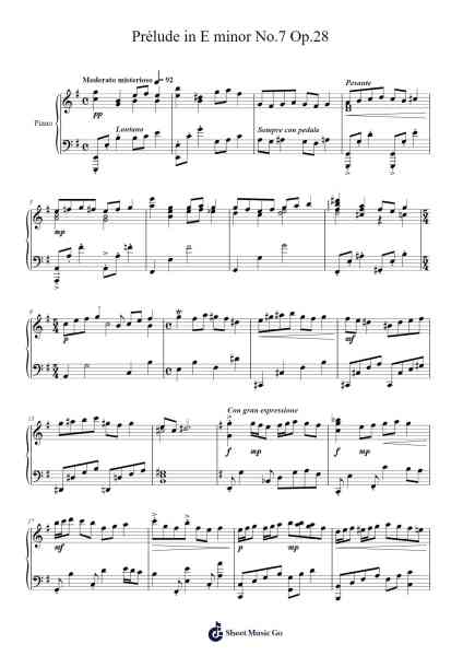 Prélude in E minor No.7 Op.28 Sheet Music by Deirre Broadfay-Arr.Chloepole