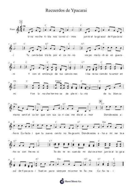 Recuerdos de Ypacarai Sheet Music by Demetrio Ortie-Arr.Cocroft Blairkins