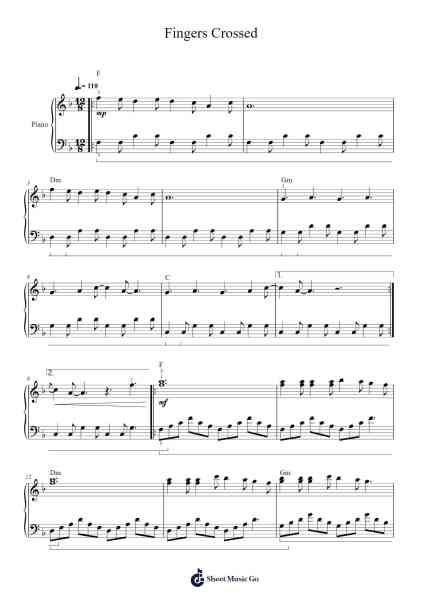 Fingers Crossed Sheet Music by Lauren Spencer-Smith-Arr.Urrite