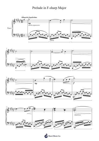 Prelude in F-sharp Major Sheet Music by Reynings-Arr.Kentnice Dalnoah